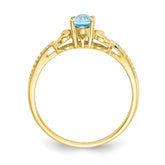 10K Light Swiss Blue Topaz and Diamond Ring